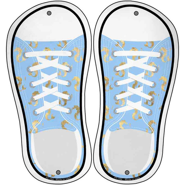 Seahorses Baby Blue Novelty Metal Shoe Outlines (Set of 2)