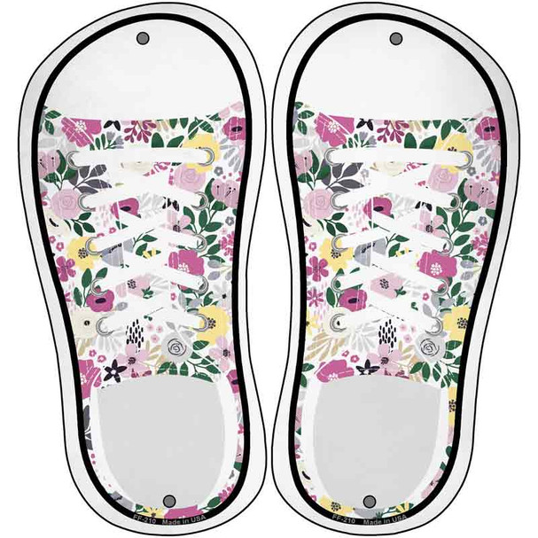 Pink Flowers Novelty Metal Shoe Outlines (Set of 2)