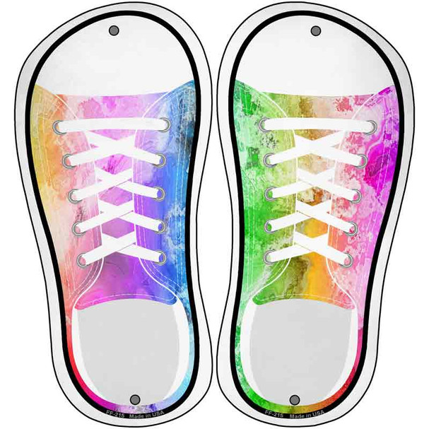 Rainbow Flag Tie Dye Vertical Novelty Metal Shoe Outlines (Set of 2)