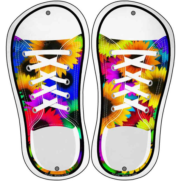 Colored Sunflowers Novelty Metal Shoe Outlines (Set of 2)