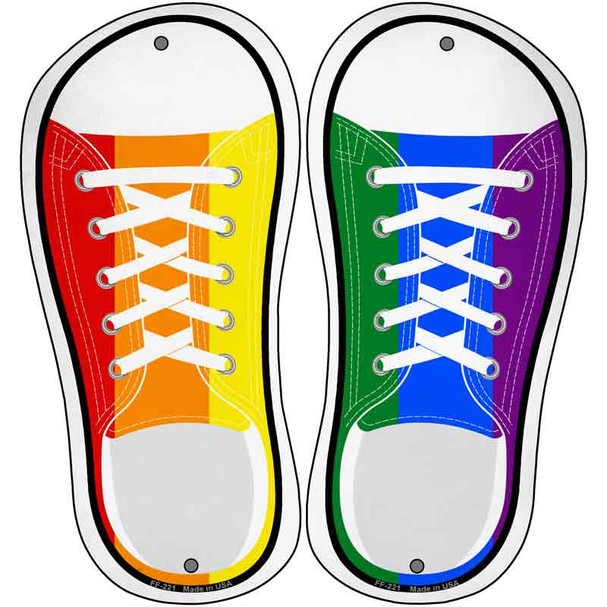 Rainbow Flag Vertical Novelty Metal Shoe Outlines (Set of 2)