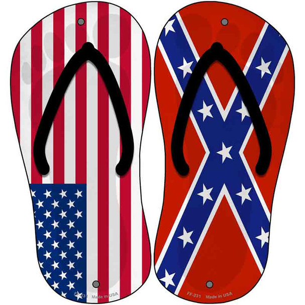 USA|Confederate Flag Novelty Metal Flip Flops (Set of 2)