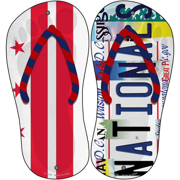 DC Flag|Nationals Strip Art Novelty Metal Flip Flops (Set of 2)