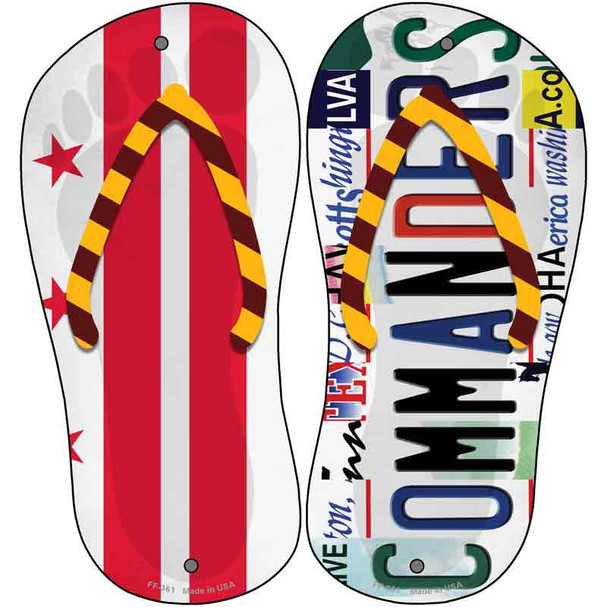 DC Flag|Commanders Strip Art Novelty Metal Flip Flops (Set of 2)