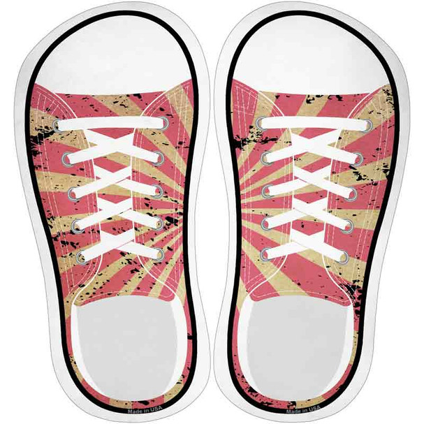 Pink|Tan Sun Rays Novelty Shoe Outlines Sticker Decal
