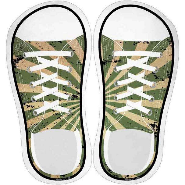 Green|Tan Sun Rays Novelty Shoe Outlines Sticker Decal
