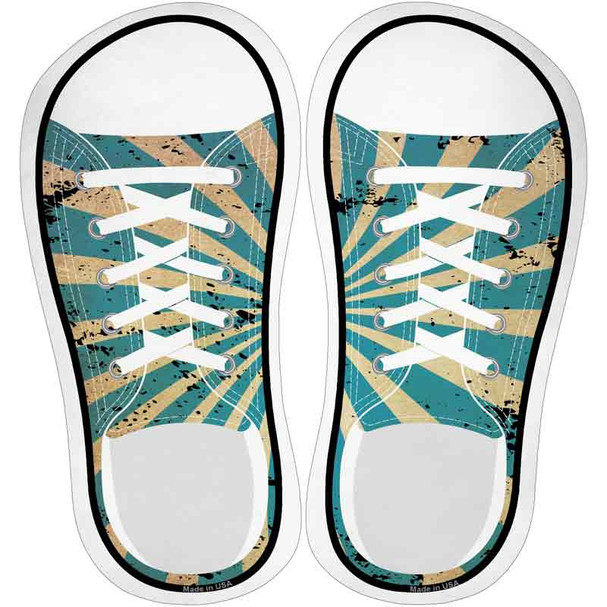 Blue|Tan Sun Rays Novelty Shoe Outlines Sticker Decal