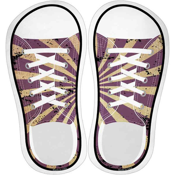 Purple|Tan Sun Rays Novelty Shoe Outlines Sticker Decal