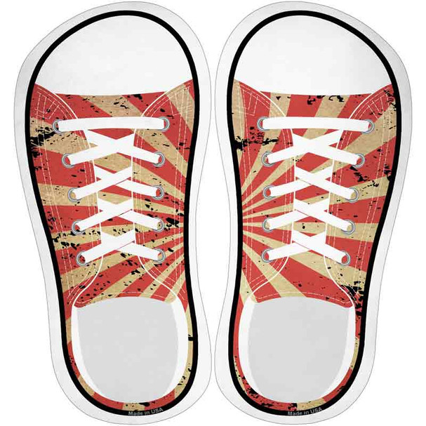 Red|Tan Sun Rays Novelty Shoe Outlines Sticker Decal