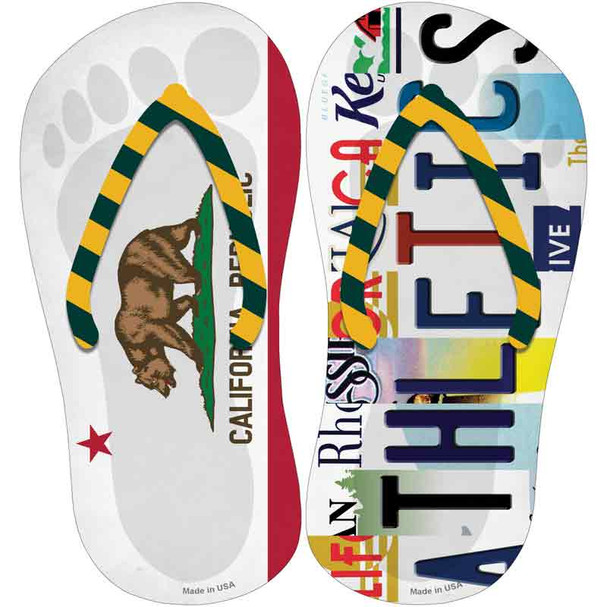 CA Flag|Athletics Strip Art Novelty Flip Flops Sticker Decal