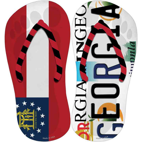 GA Flag|Georgia Strip Art Novelty Flip Flops Sticker Decal