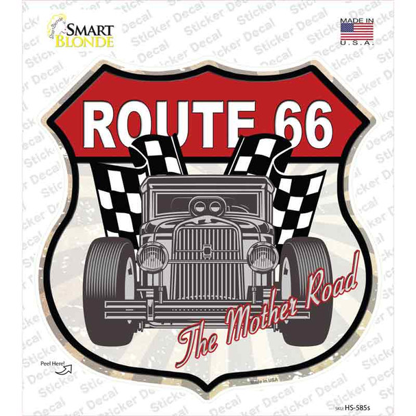 Grey Hot Rod Front Route 66 Novelty Highway Shield Sticker Decal