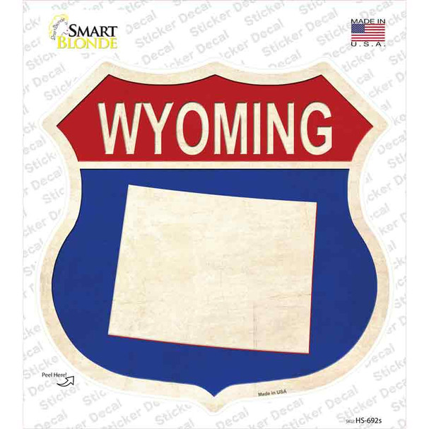 Wyoming Silhouette Novelty Highway Shield Sticker Decal