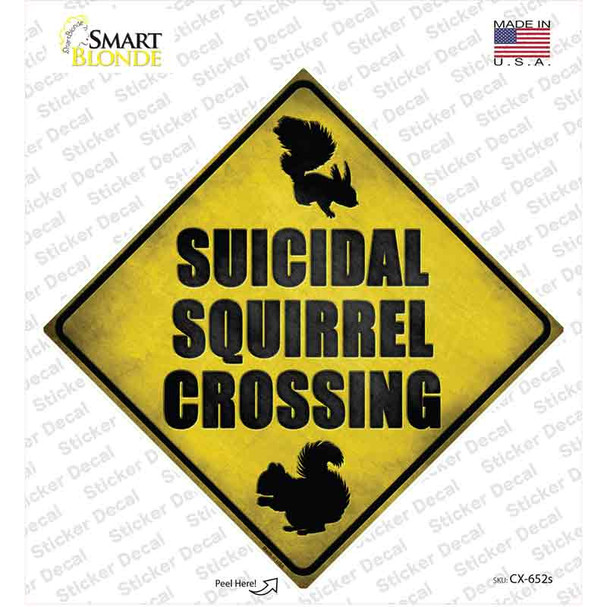 Suicidal Squirrel Xing Novelty Diamond Sticker Decal