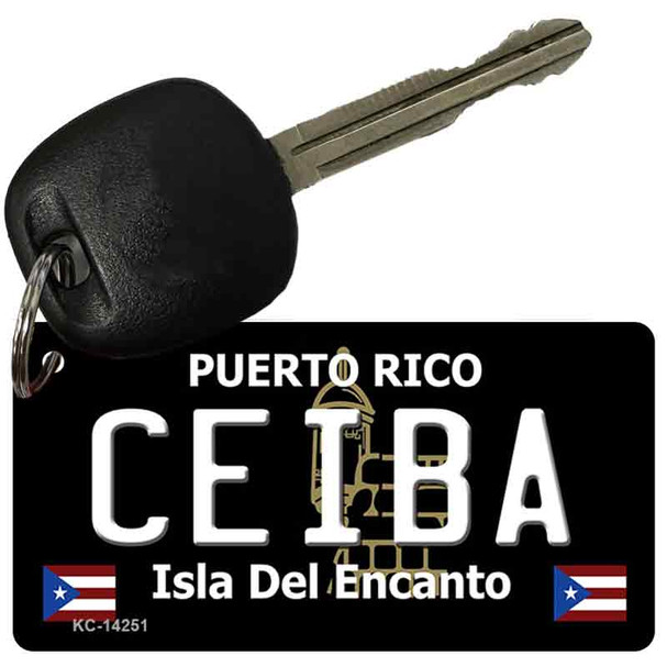Ceiba Puerto Rico Black Novelty Metal Key Chain
