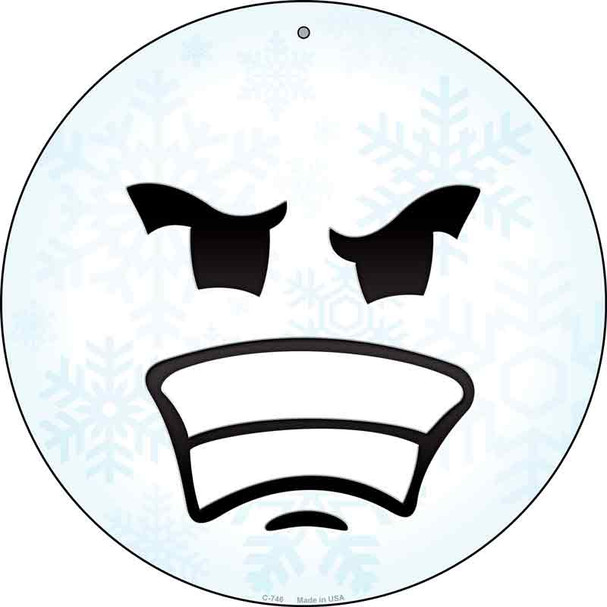 Angry Face Snowflake Novelty Metal Circular Sign C-746