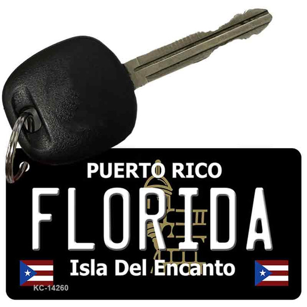 Florida Puerto Rico Black Novelty Metal Key Chain