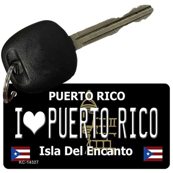 I Love Puerto Rico Black Novelty Metal Key Chain