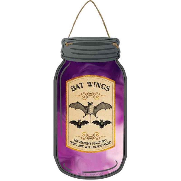 Bat Wings Novelty Metal Mason Jar Sign