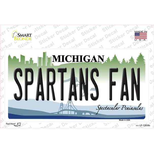Spartans Fan MI Novelty Sticker Decal
