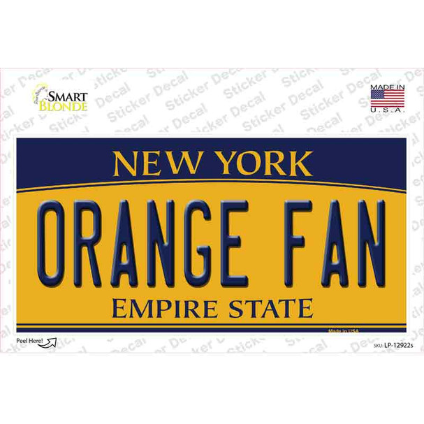 Orange Fan NY Novelty Sticker Decal