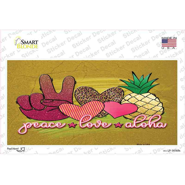 Peace Love Aloha Novelty Sticker Decal