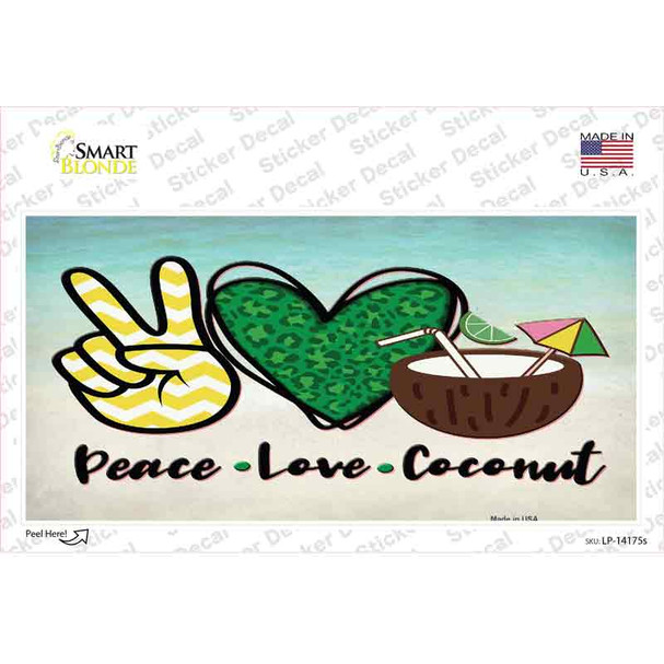 Peace Love Coconut Novelty Sticker Decal