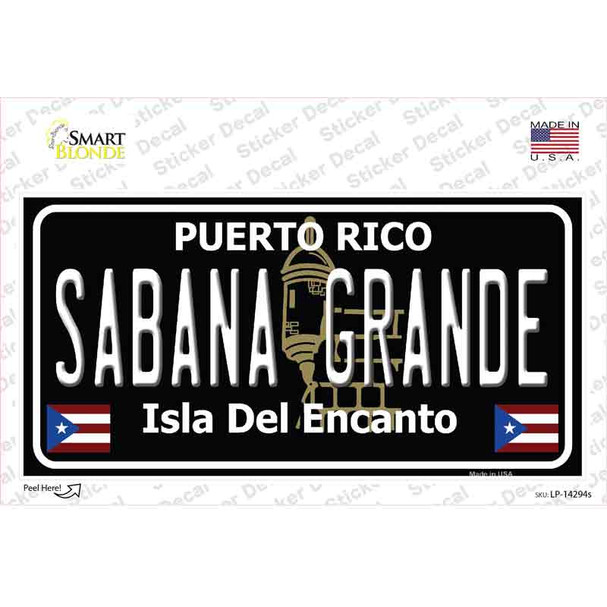 Sabana Grande Puerto Rico Black Novelty Sticker Decal