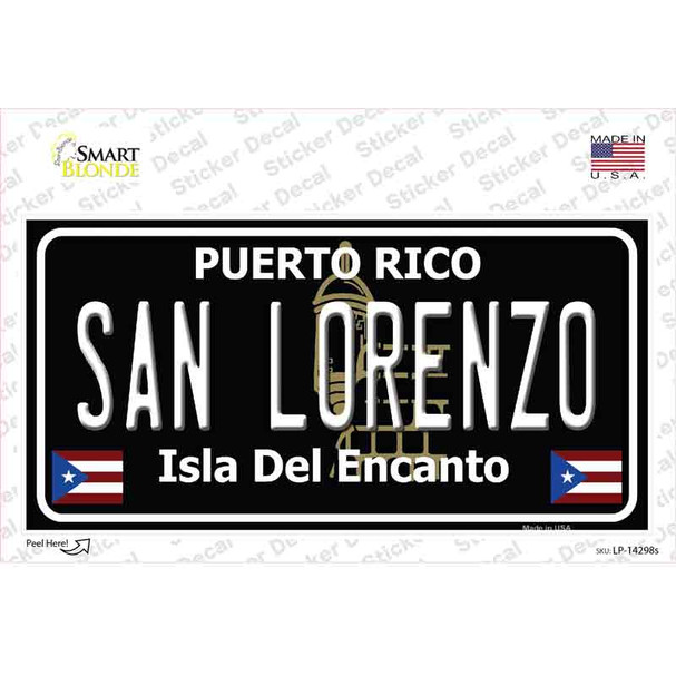 San Lorenzo Puerto Rico Black Novelty Sticker Decal