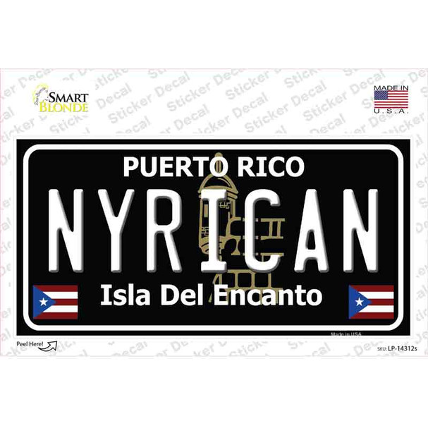Nyrican Puerto Rico Black Novelty Sticker Decal