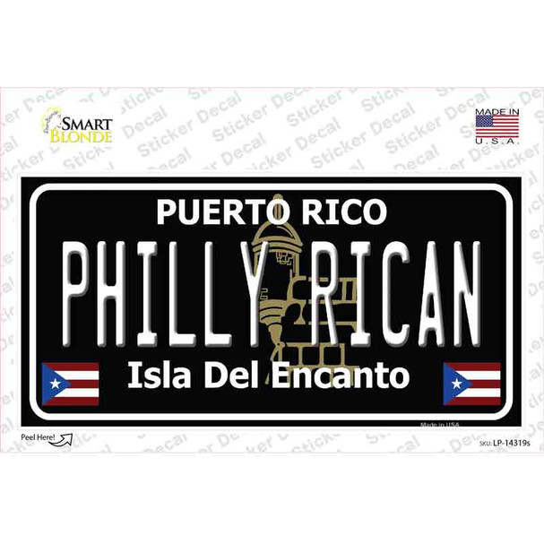 Philly Rican Puerto Rico Black Novelty Sticker Decal