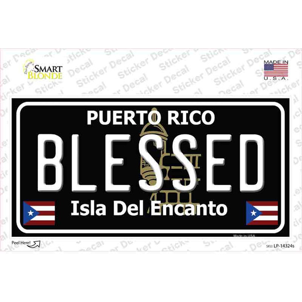Blessed Puerto Rico Black Novelty Sticker Decal