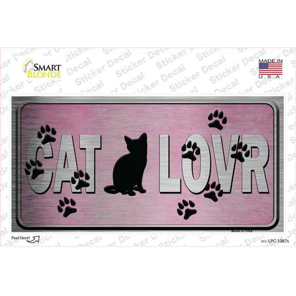 Cat Lover Pink Brushed Chrome Novelty Sticker Decal