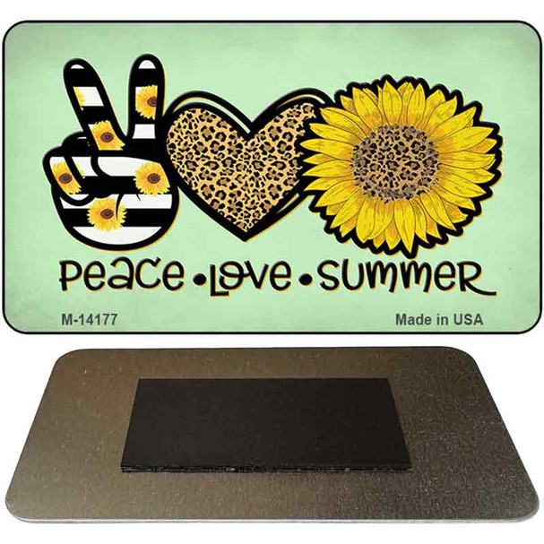 Peace Love Summer Sunflower Novelty Metal Magnet