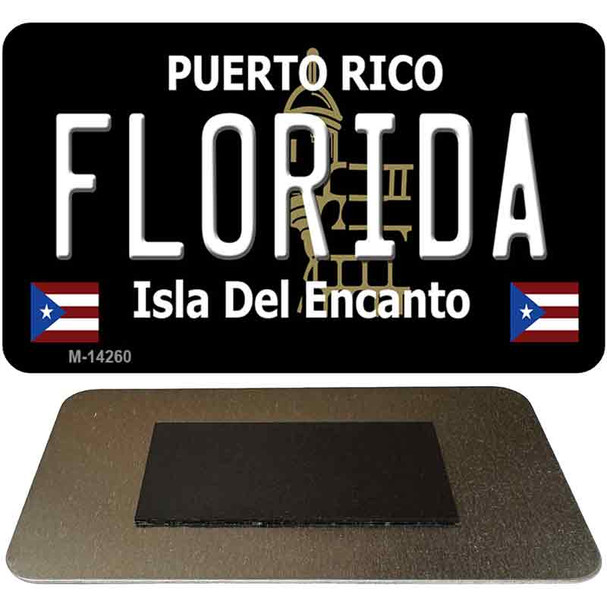 Florida Puerto Rico Black Novelty Metal Magnet