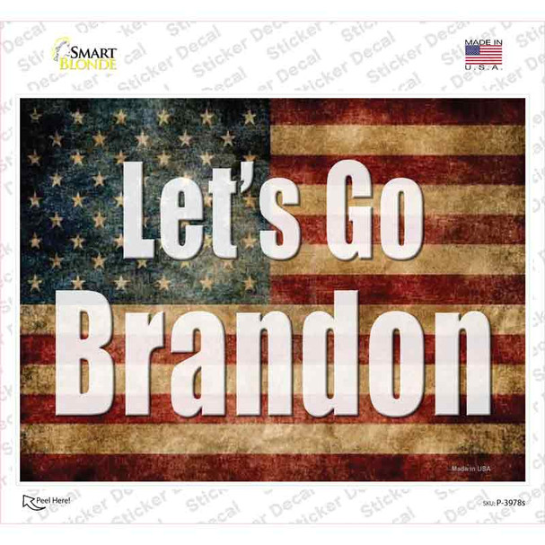 Lets Go Brandon American Flag Novelty Rectangle Sticker Decal