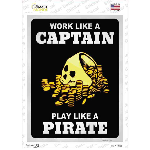 Play Like A Pirate Gold Novelty Rectangle Sticker Decal