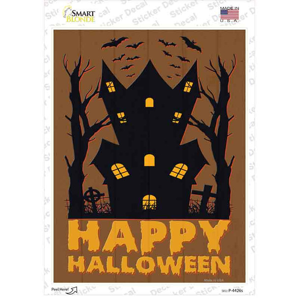 Happy Halloween Haunted House Novelty Rectangle Sticker Decal