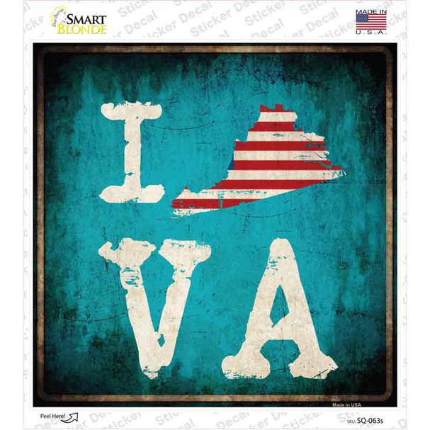 I Love Virginia Novelty Square Sticker Decal