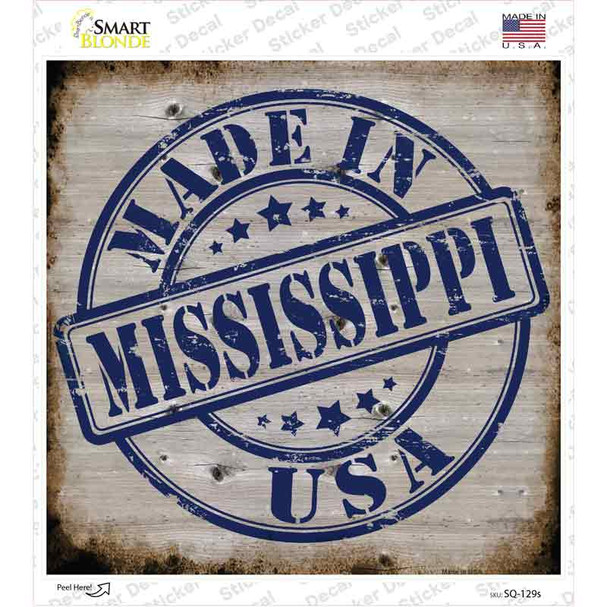 Mississippi Stamp On Wood Novelty Square Sticker Decal