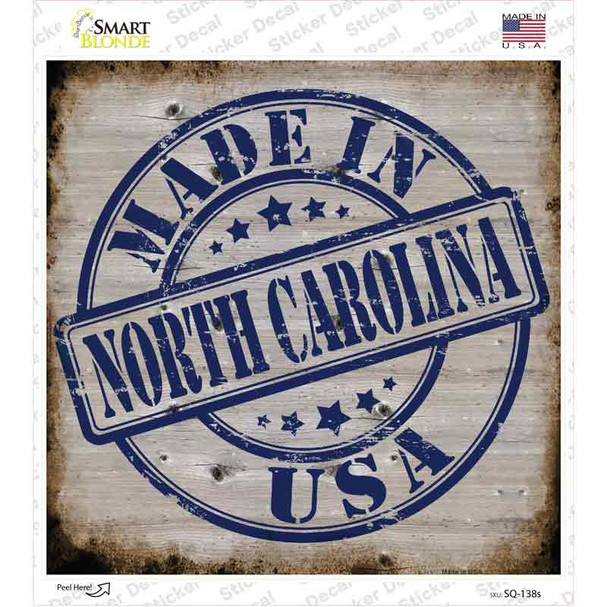 North Carolina Stamp On Wood Novelty Square Sticker Decal