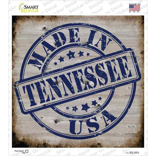 Tennessee Stamp On Wood Novelty Square Sticker Decal