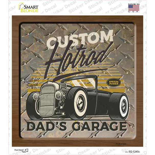 Dads Garage Novelty Square Sticker Decal