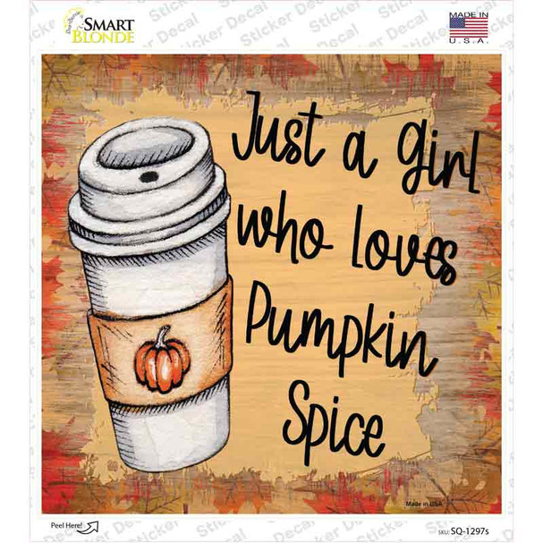 Loves Pumpkin Spice Novelty Square Sticker Decal