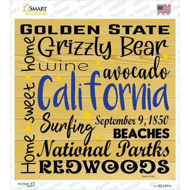 California Motto Novelty Square Sticker Decal