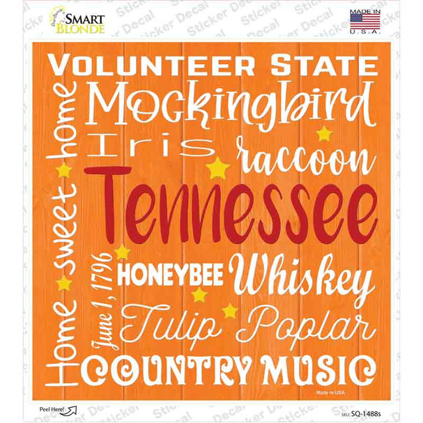 Tennessee Motto Novelty Square Sticker Decal