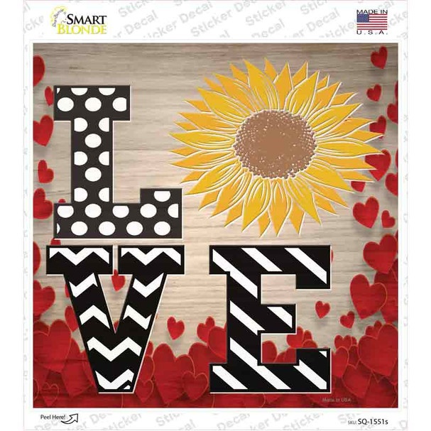 Love Sunflower Novelty Square Sticker Decal