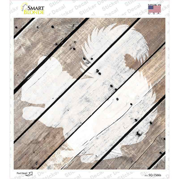 Squirrel Silhouette Wood Plank Novelty Square Sticker Decal