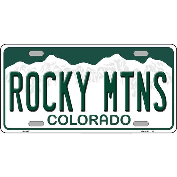 Rocky Mountains Colorado Metal Novelty License Plate