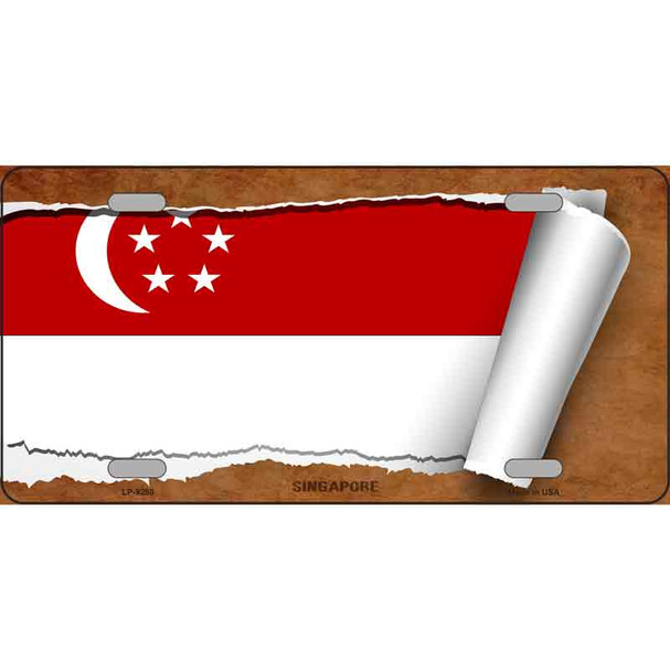 Singapore Flag Scroll Metal Novelty License Plate